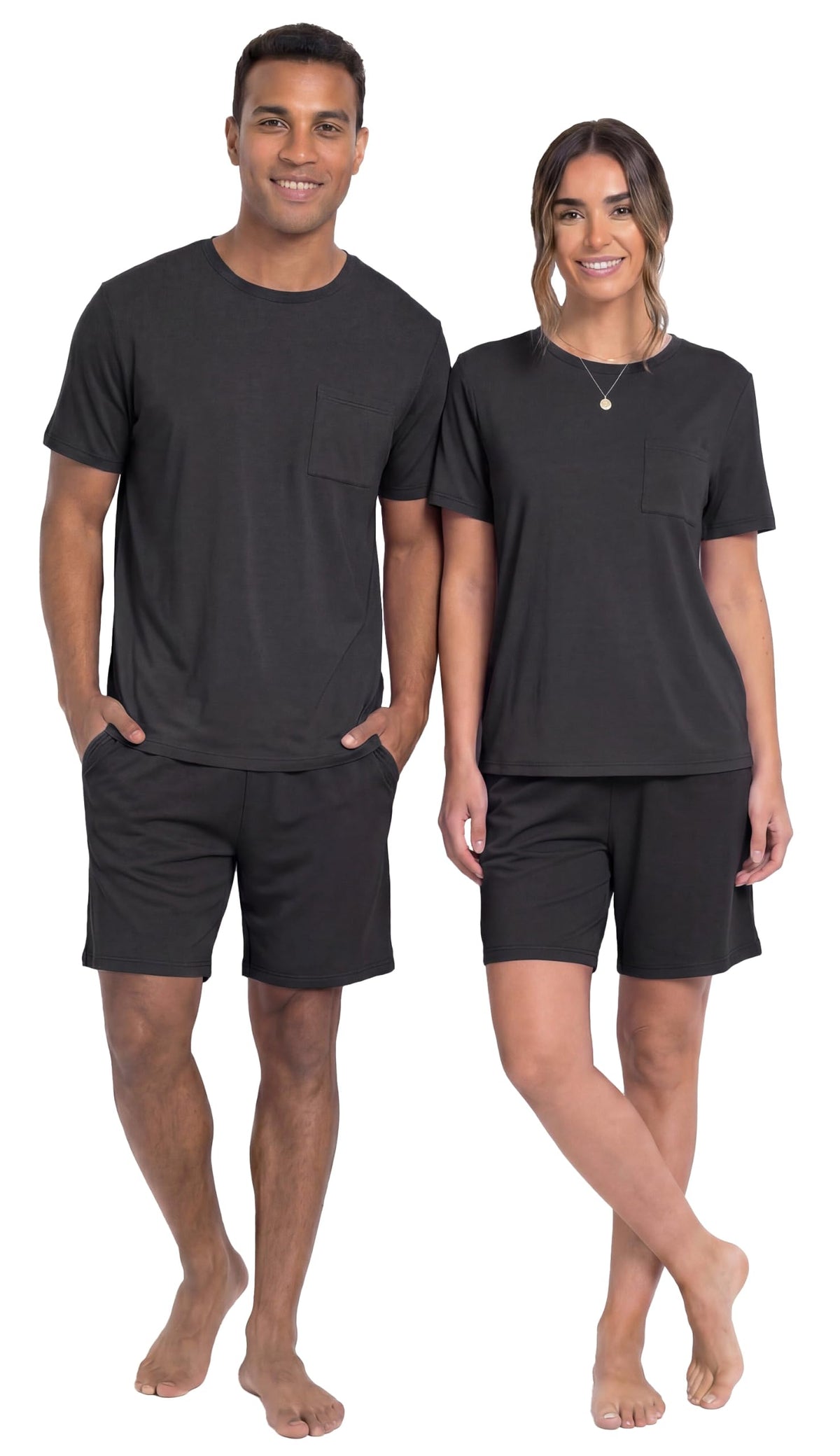 PrinStory Couples Pajamas Set Shirts and Shorts Summer Comfy Lounge Family