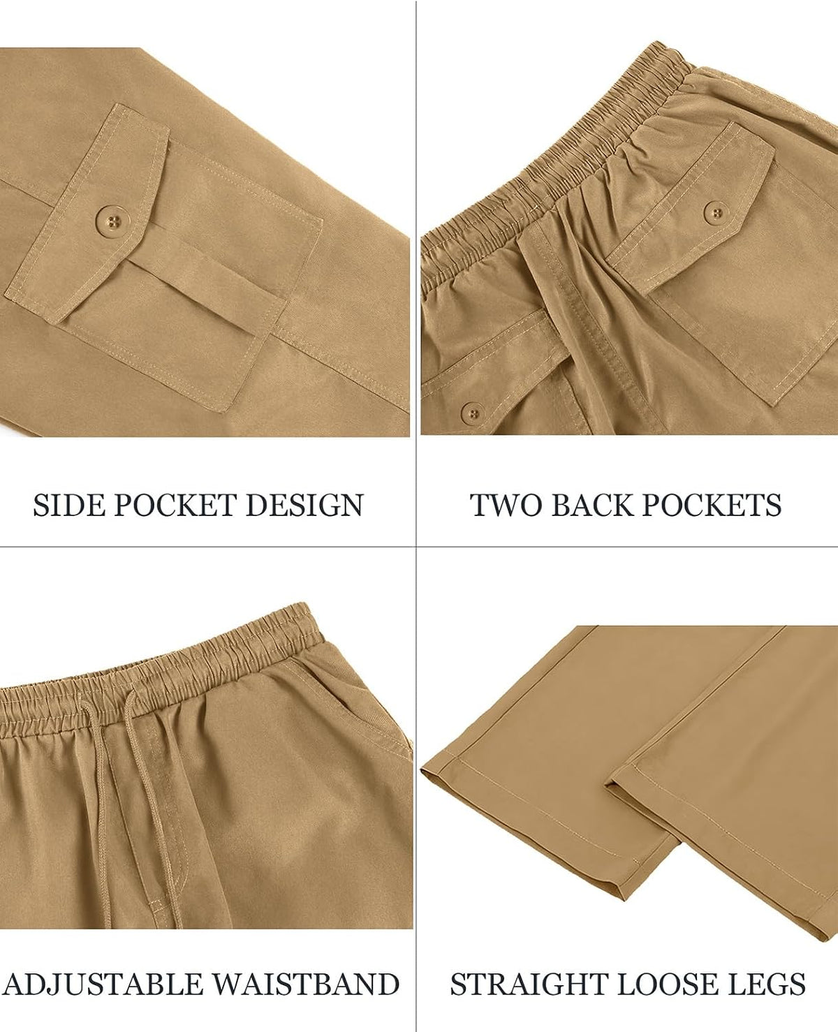 Men's Cargo Pants Relaxed Fit Sweatpants Drawstring Waist Trousers