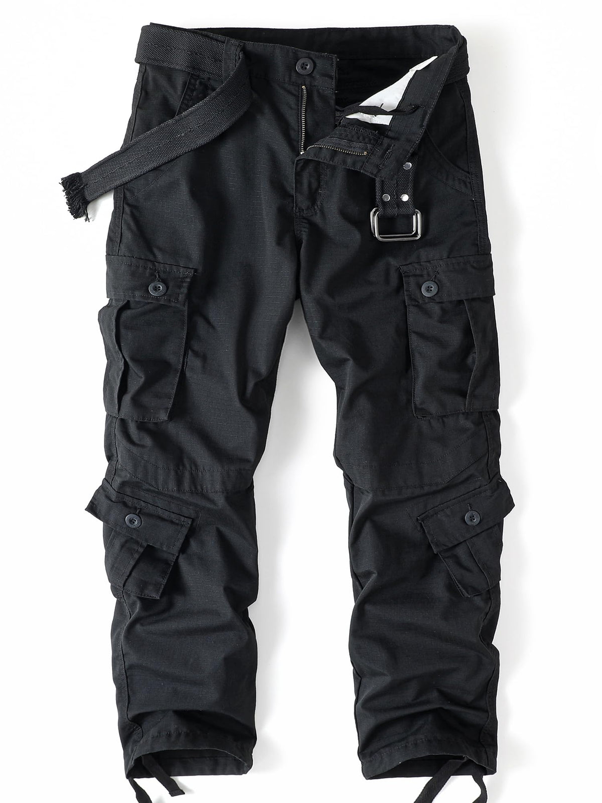 Men's Camo Cargo Work Pants Ripstop Lightweight Wild Army Military BDU Outdoor Trousers with 8 Pocktets (No Belt)