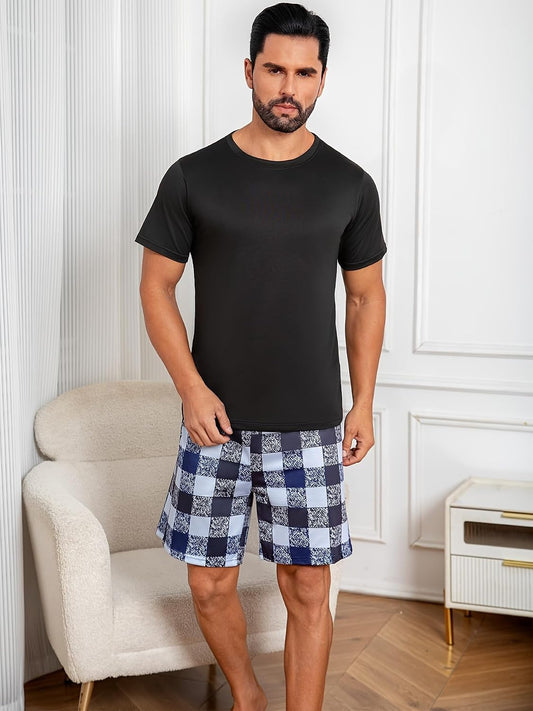 Men's Summer Pajamas Set Men Short Sleeves Shorts Sleepwear Men Casual Set