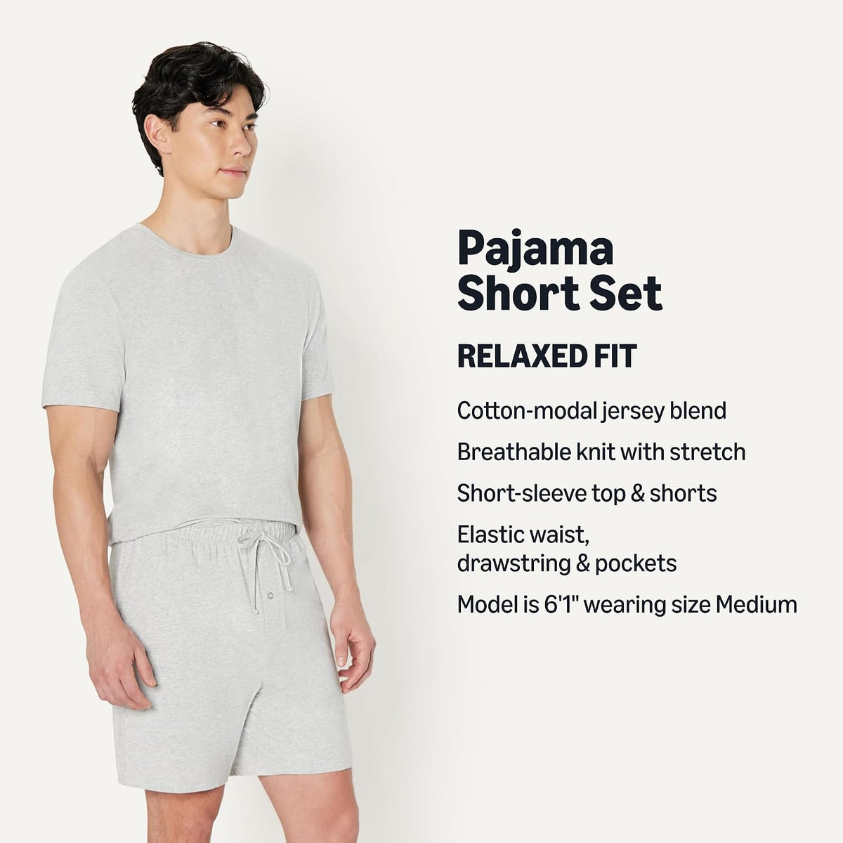 Amazon Essentials Men's Cotton-Modal Pajama Set, Short Sleeve T-Shirt and Shorts