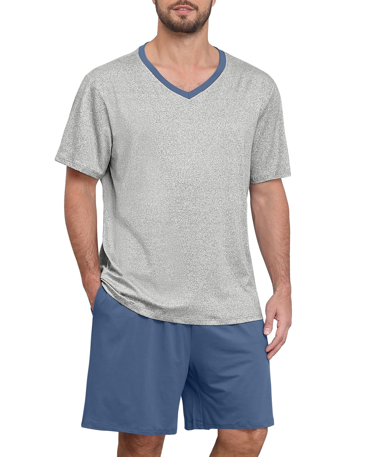 Yincro Mens Pajama Sets Loungewear Short Sleeve Pjs Lightweight Sleepwear Soft Comfy Sleep Set