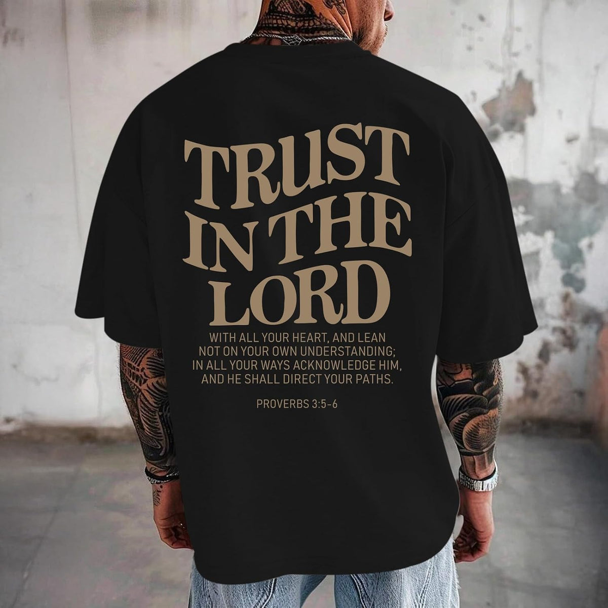 Christian Jesus Shirts for Men Trust in The Lord Tshirt God Faith Religious Bible Verse Oversized Graphic Cotton Tees