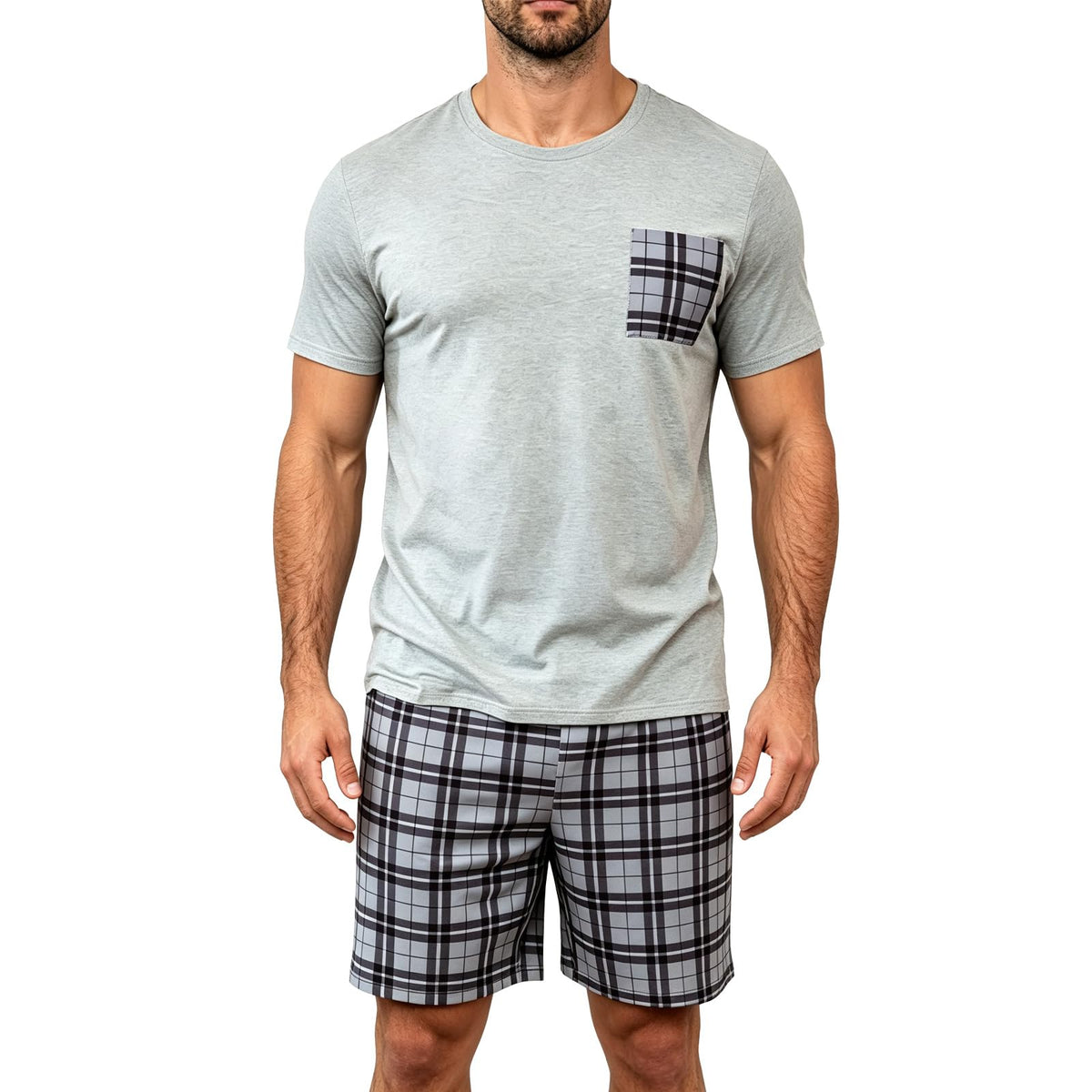 Men's Summer Pajama Set - Short Sleeve & Shorts Lounge Wear