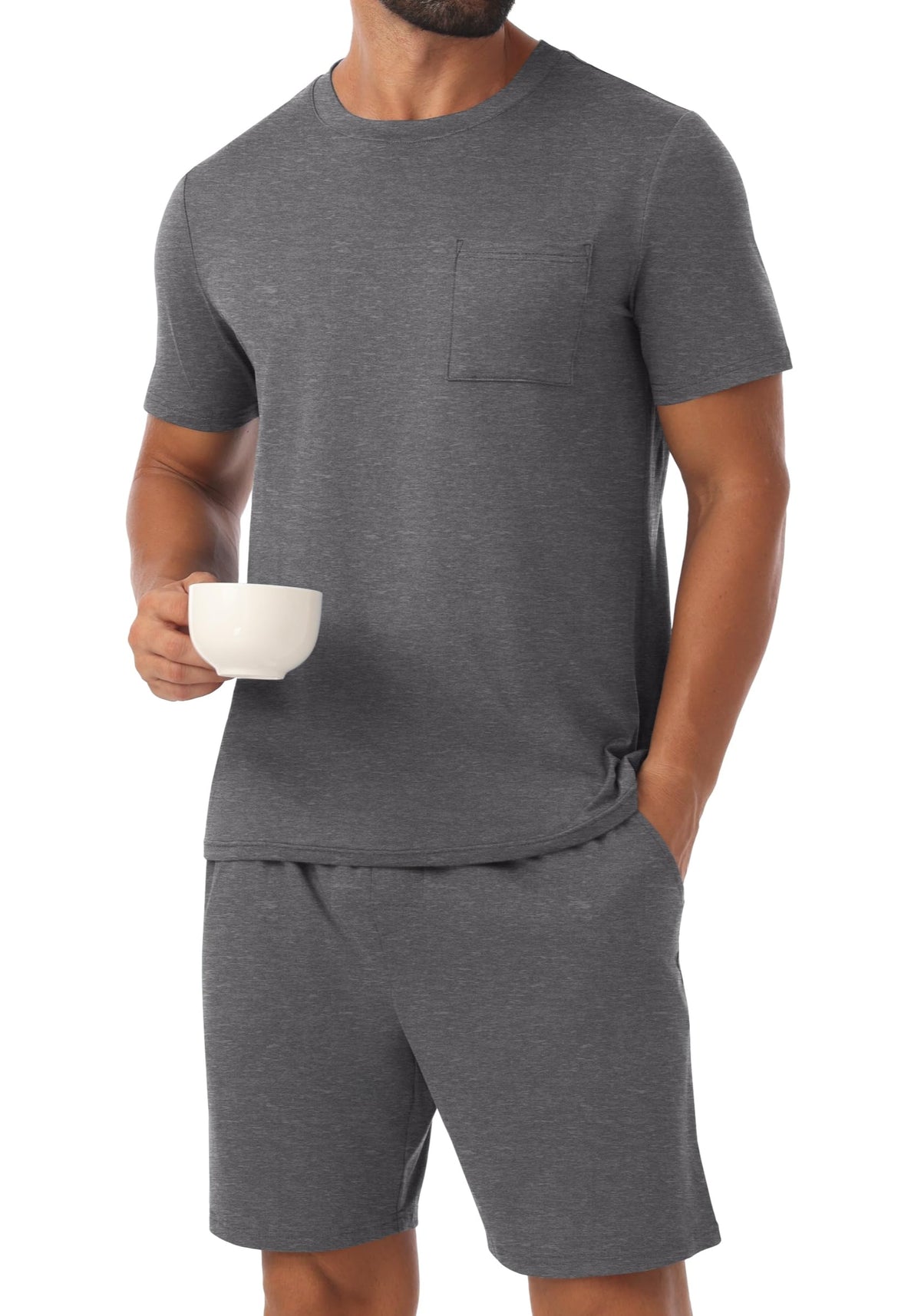 PrinStory Mens Pajamas Set Summer Short Sleeve Pjs Set S-3XL