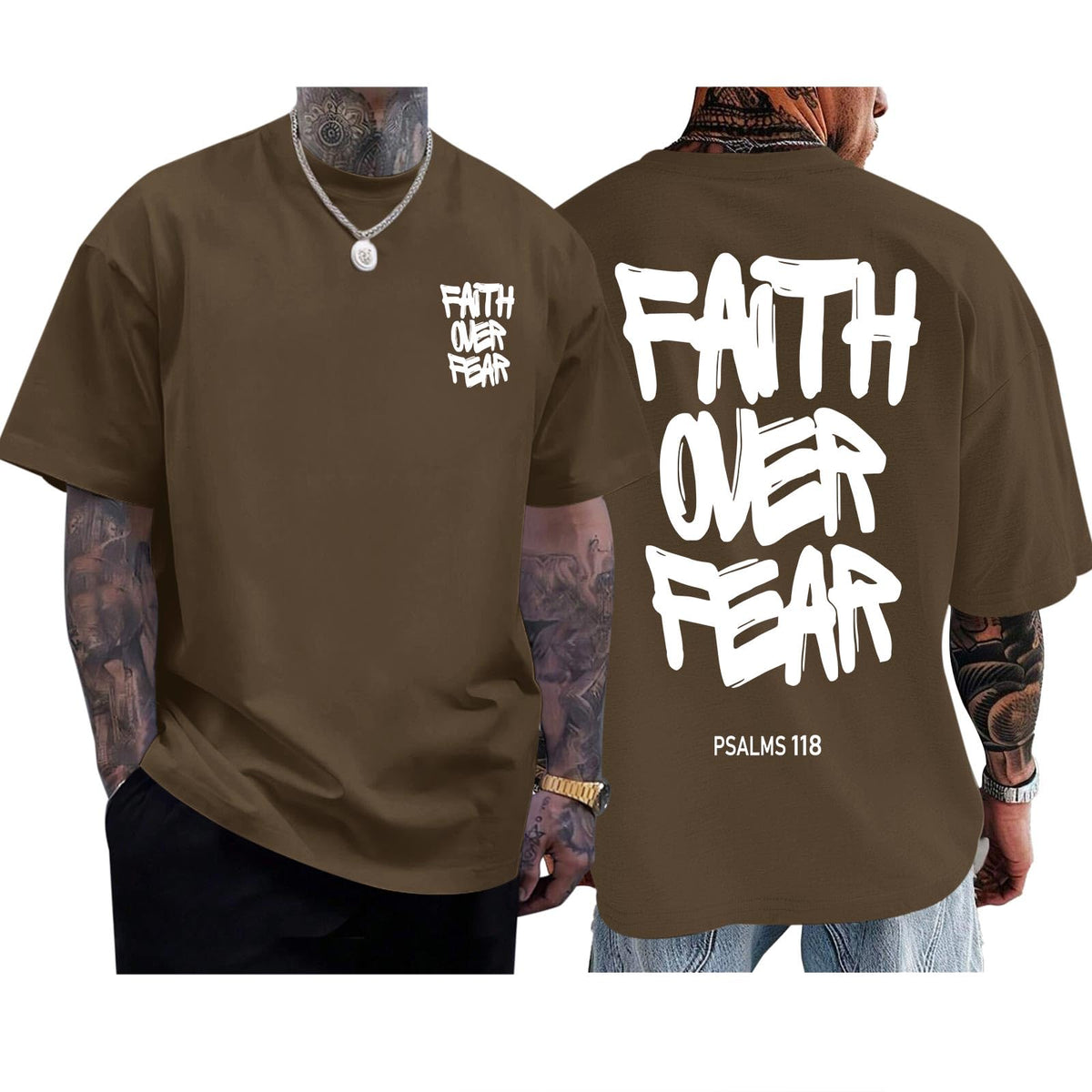 Christian Faith Over Fear Shirts for Men Jesus Religious Shirt Inspirational Oversized Graphic Tees God T-Shirt Tops
