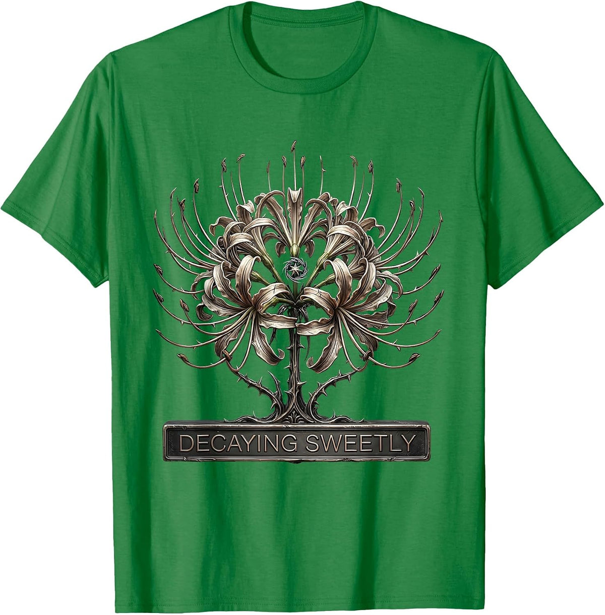 Men's Decaying Sweetly Gothic Y2K Grunge Alt Spider Lily Sigil T-Shirt