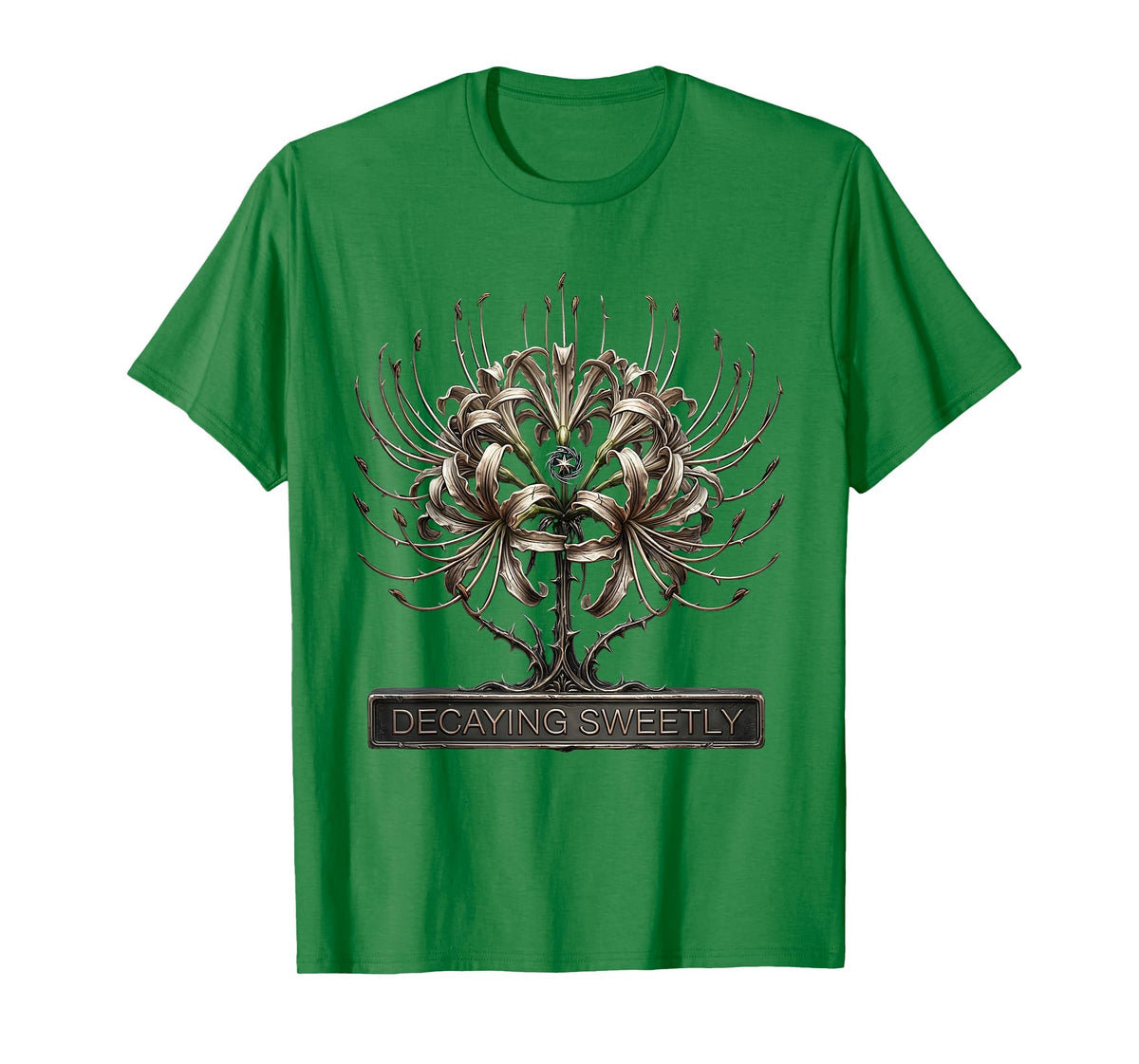 Men's Decaying Sweetly Gothic Y2K Grunge Alt Spider Lily Sigil T-Shirt