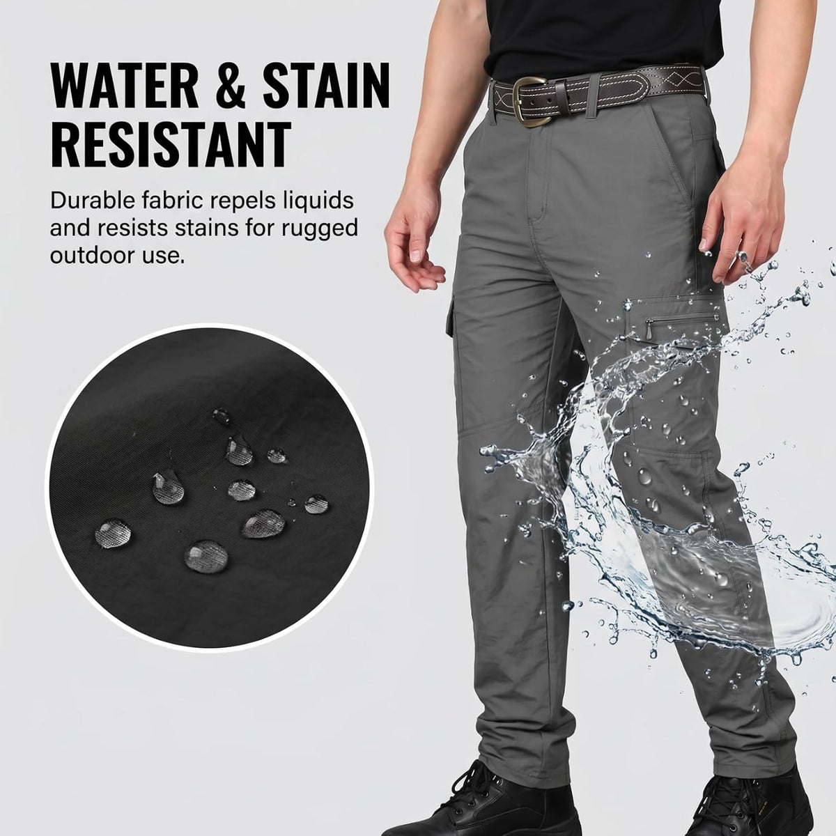 Men's Tactical Cargo Pants Straight Leg Ripstop Hiking Climbing Sweatpants Waterproof Mens Outdoor Work Multic-Pocket