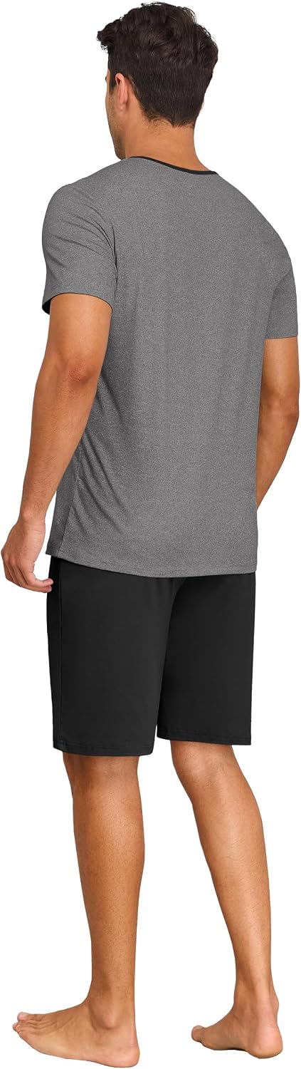 PrinStory Mens Pajamas Set Short Sleeve Pjs Sets S-3XL