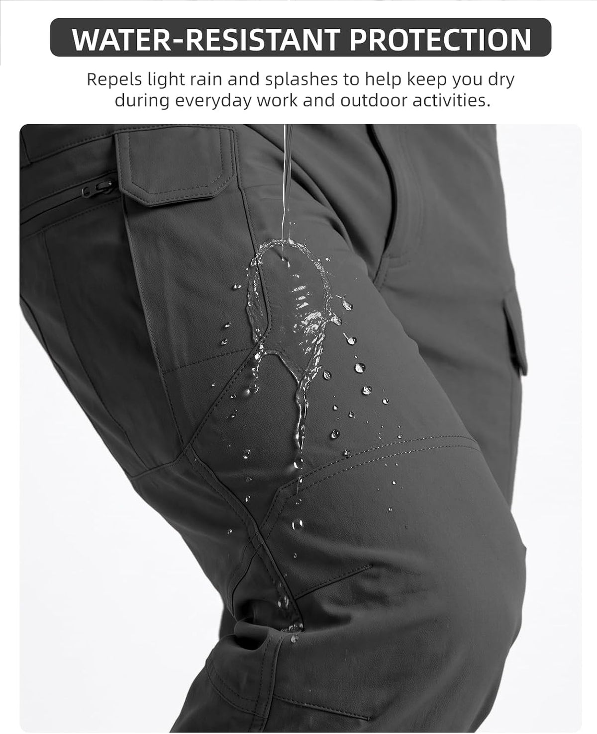 Stretch Tactical Pants for Men, Water Resistant Hiking Work Pants with 6 Pockets