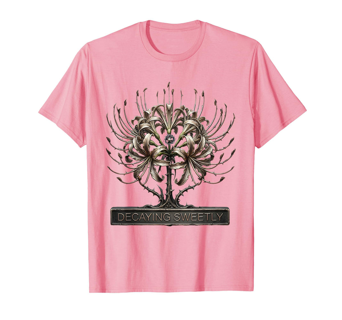 Men's Decaying Sweetly Gothic Y2K Grunge Alt Spider Lily Sigil T-Shirt
