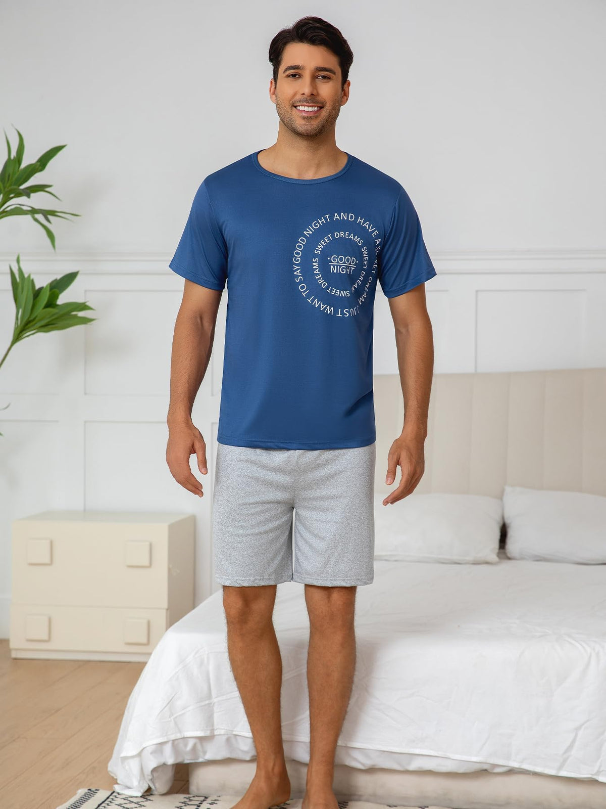 Men's Summer Pajamas Set Men Short Sleeves Shorts Sleepwear Men Casual Set