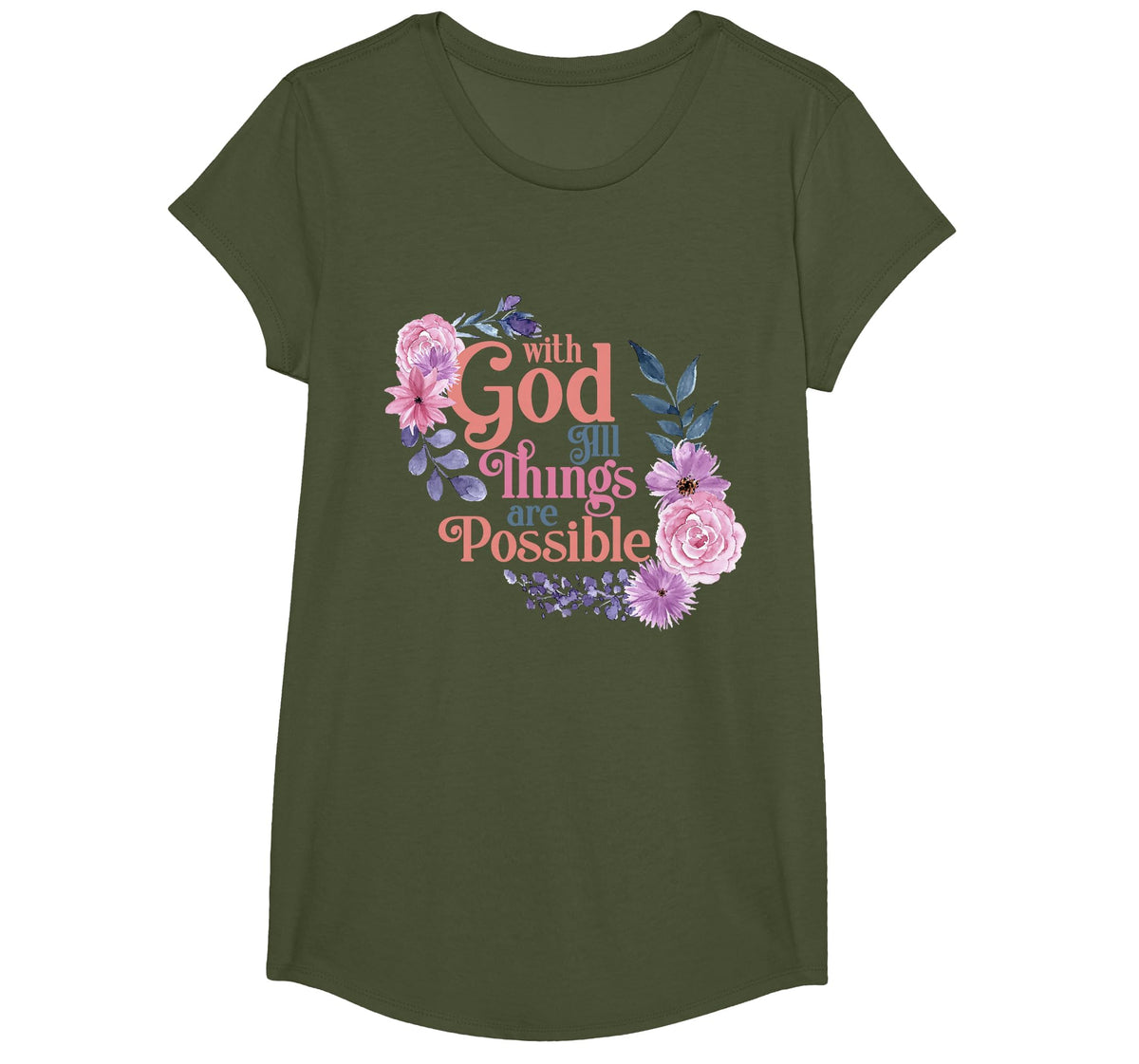 with God All Things are Possible Prayer Bible Verse T-Shirt