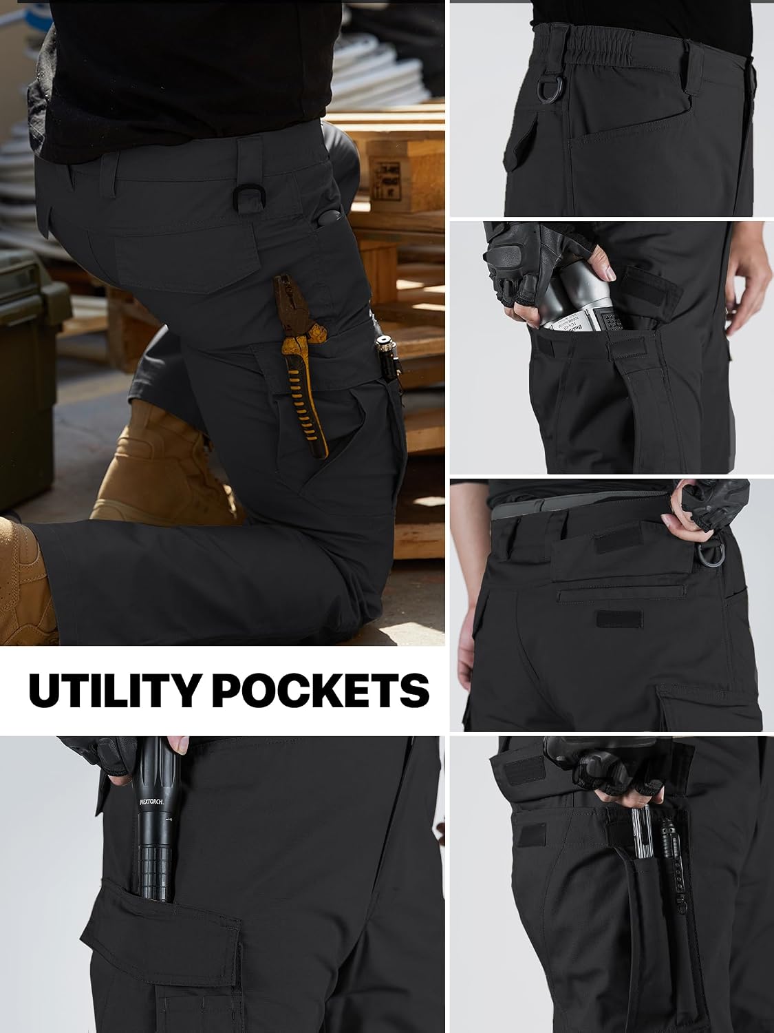 FREE SOLDIER Men's Tactical Pants Ripstop Work Cargo Hiking Pants