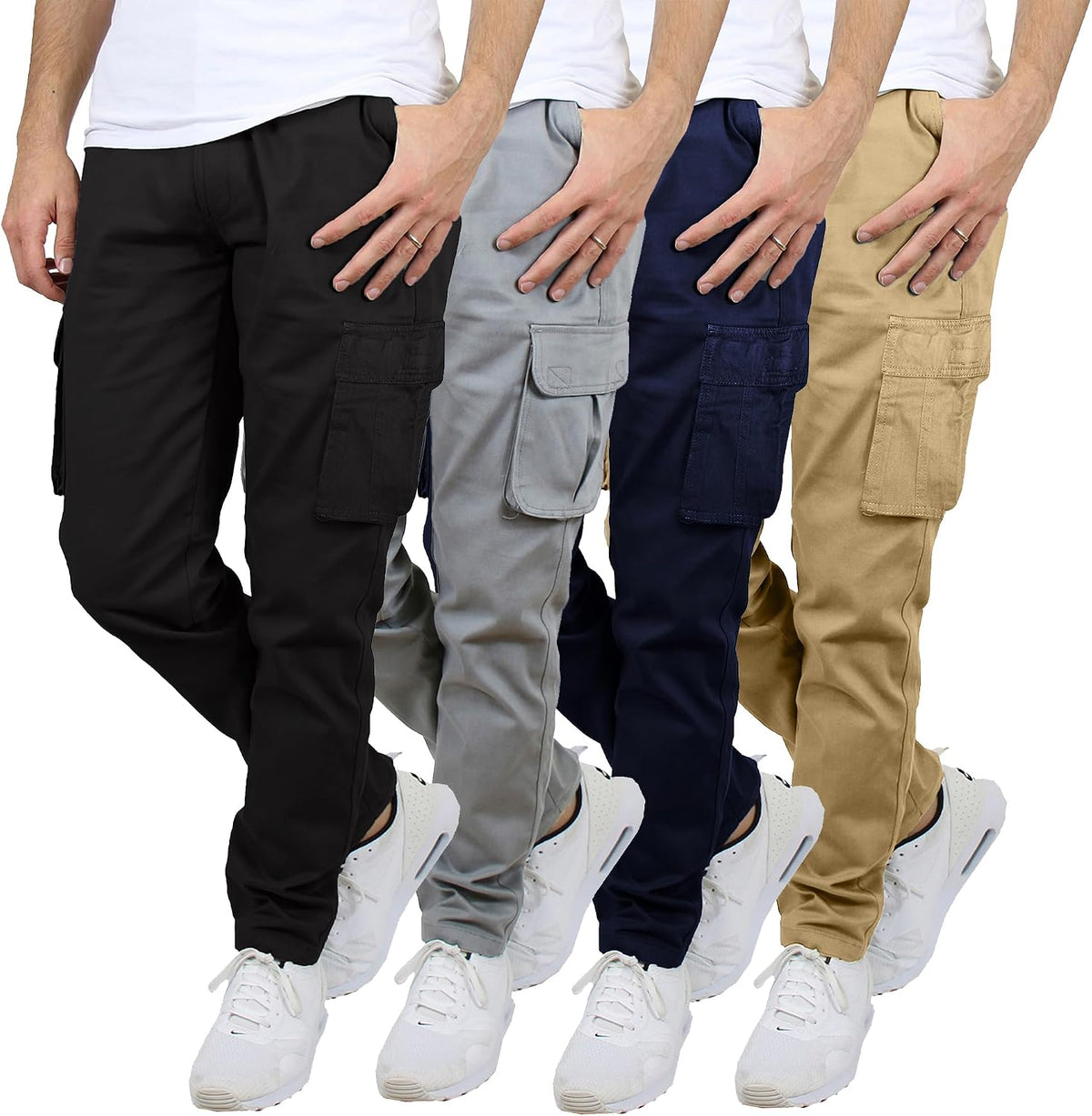 Cargo Pants for Men 3-Pack Flex Stretch Utility Trousers Durable Work Outdoor Wear Mens Cargo Pants 31 Inch Inseam