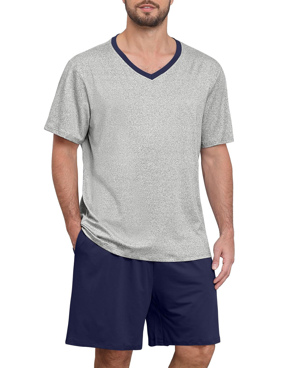 Yincro Mens Pajama Sets Loungewear Short Sleeve Pjs Lightweight Sleepwear Soft Comfy Sleep Set