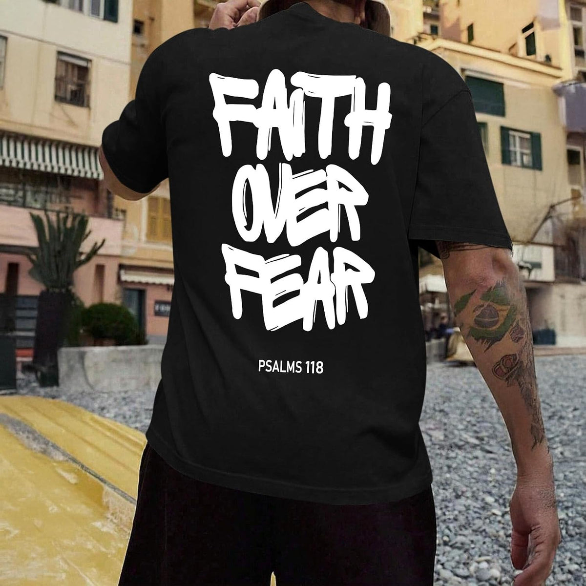 Christian Faith Over Fear Shirts for Men Jesus Religious Shirt Inspirational Oversized Graphic Tees God T-Shirt Tops