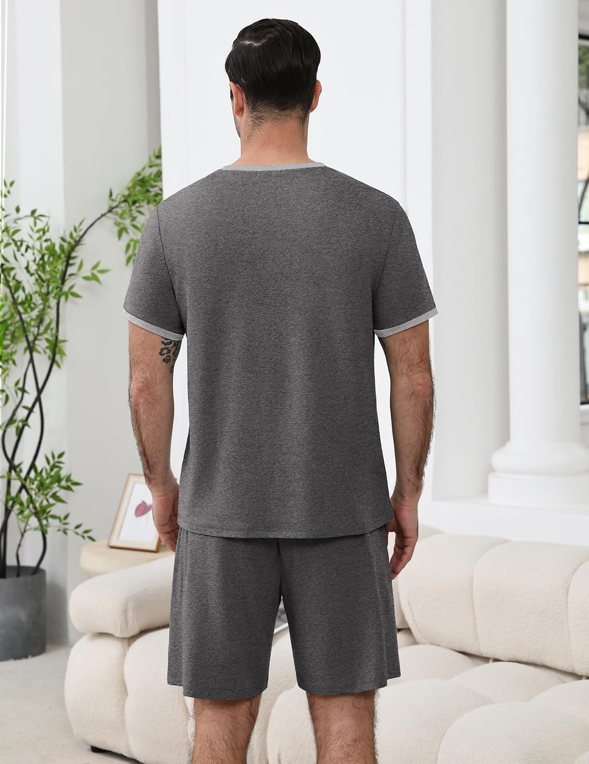 Ekouaer Mens Pajamas Sets Shorts Soft Short Sleeve Pjs