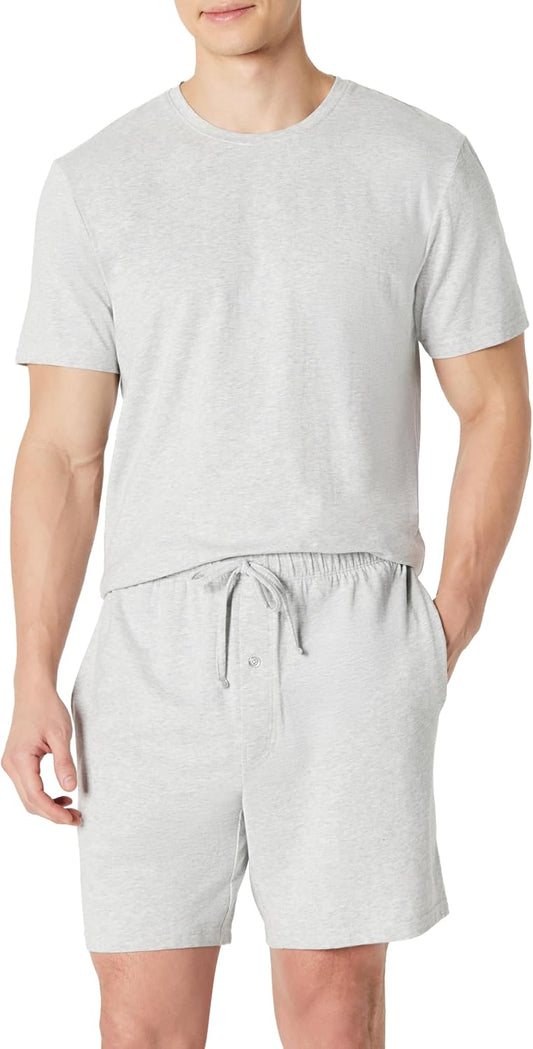 Amazon Essentials Men's Cotton-Modal Pajama Set, Short Sleeve T-Shirt and Shorts
