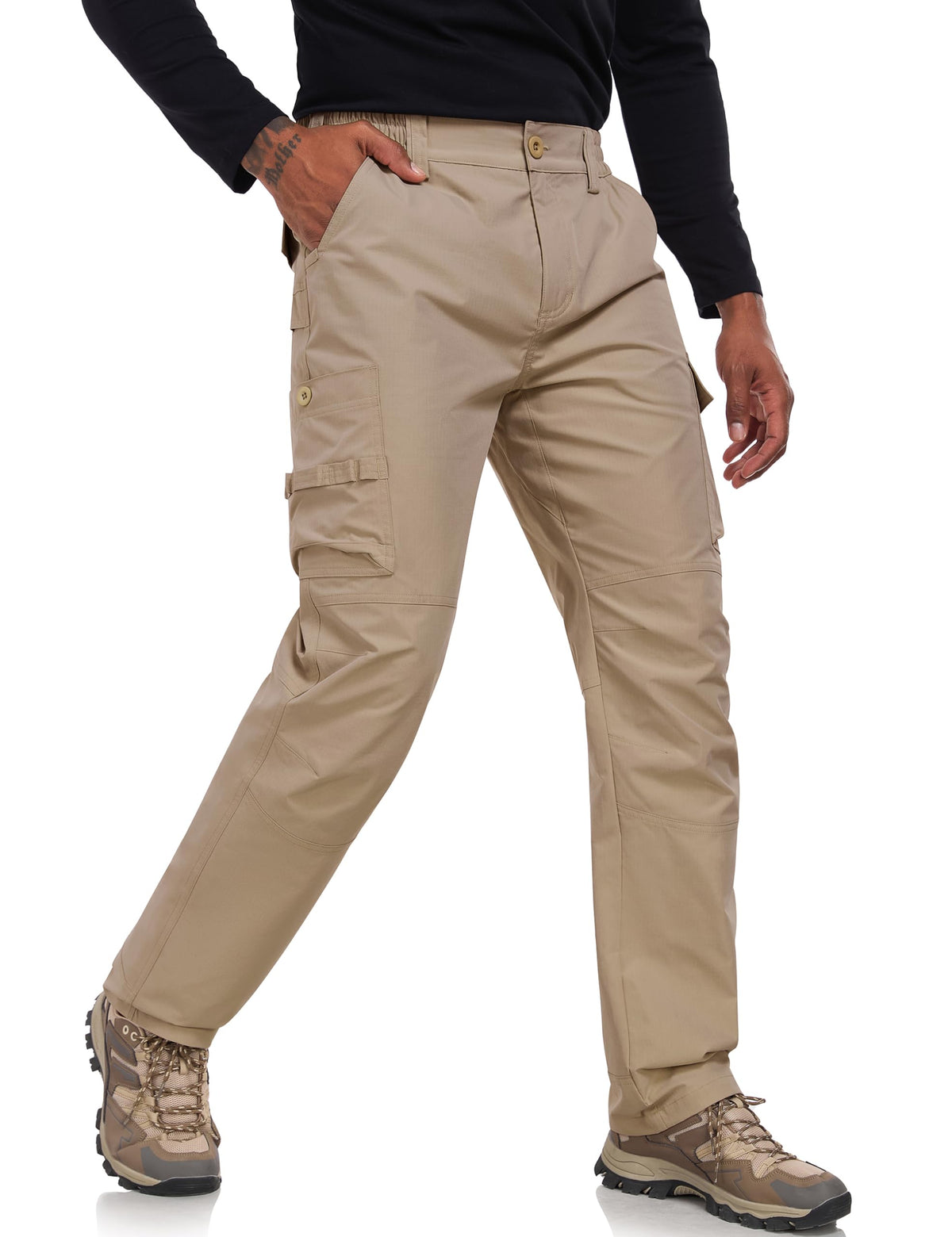Lzzidou Men's Hiking Cargo Pants Tactical Work Travel Trousers