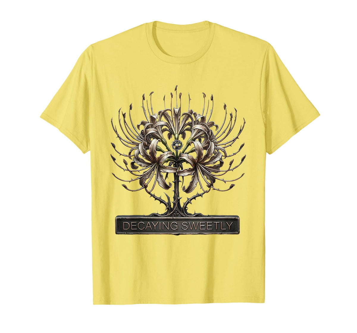 Men's Decaying Sweetly Gothic Y2K Grunge Alt Spider Lily Sigil T-Shirt