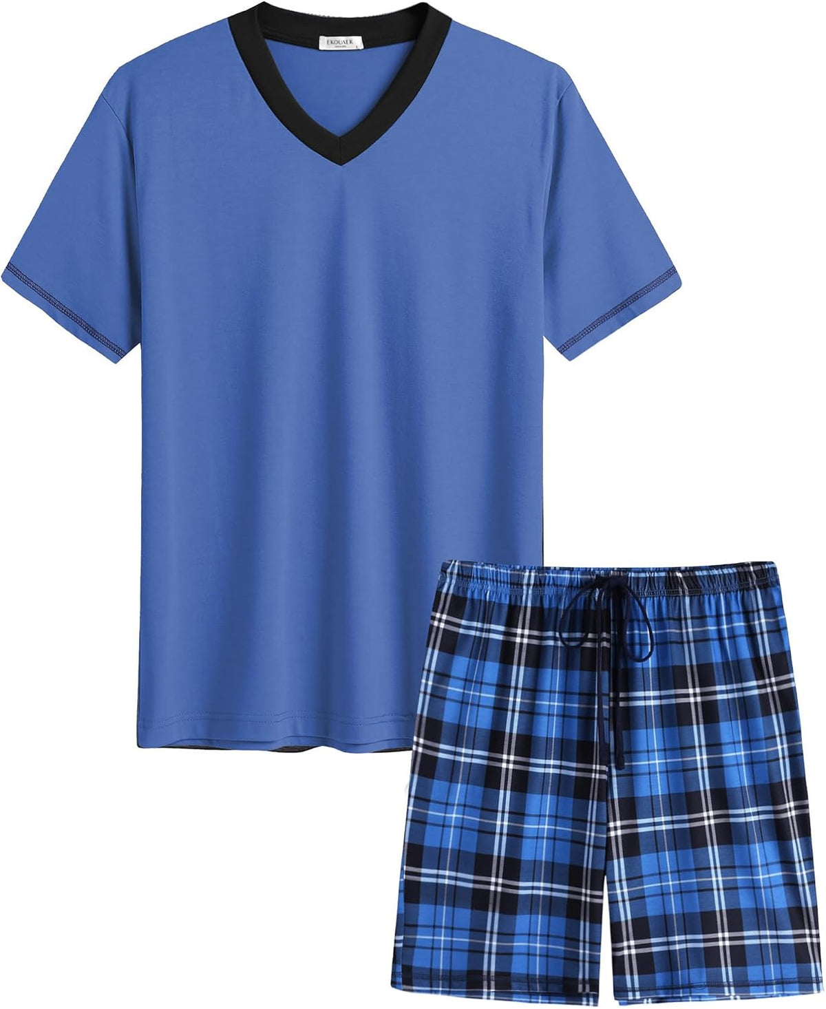 Ekouaer Men's Pajama Sets Shorts Short Sleeve Pj Sets Loungewear Lightweight Lounge Sets with Pockets