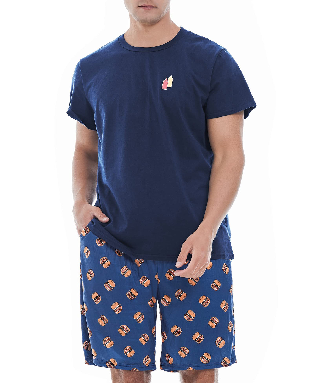 Yoimira Mens Soft Pajama Set Short/Long Sleeve 2 Piece PJs with Pockets