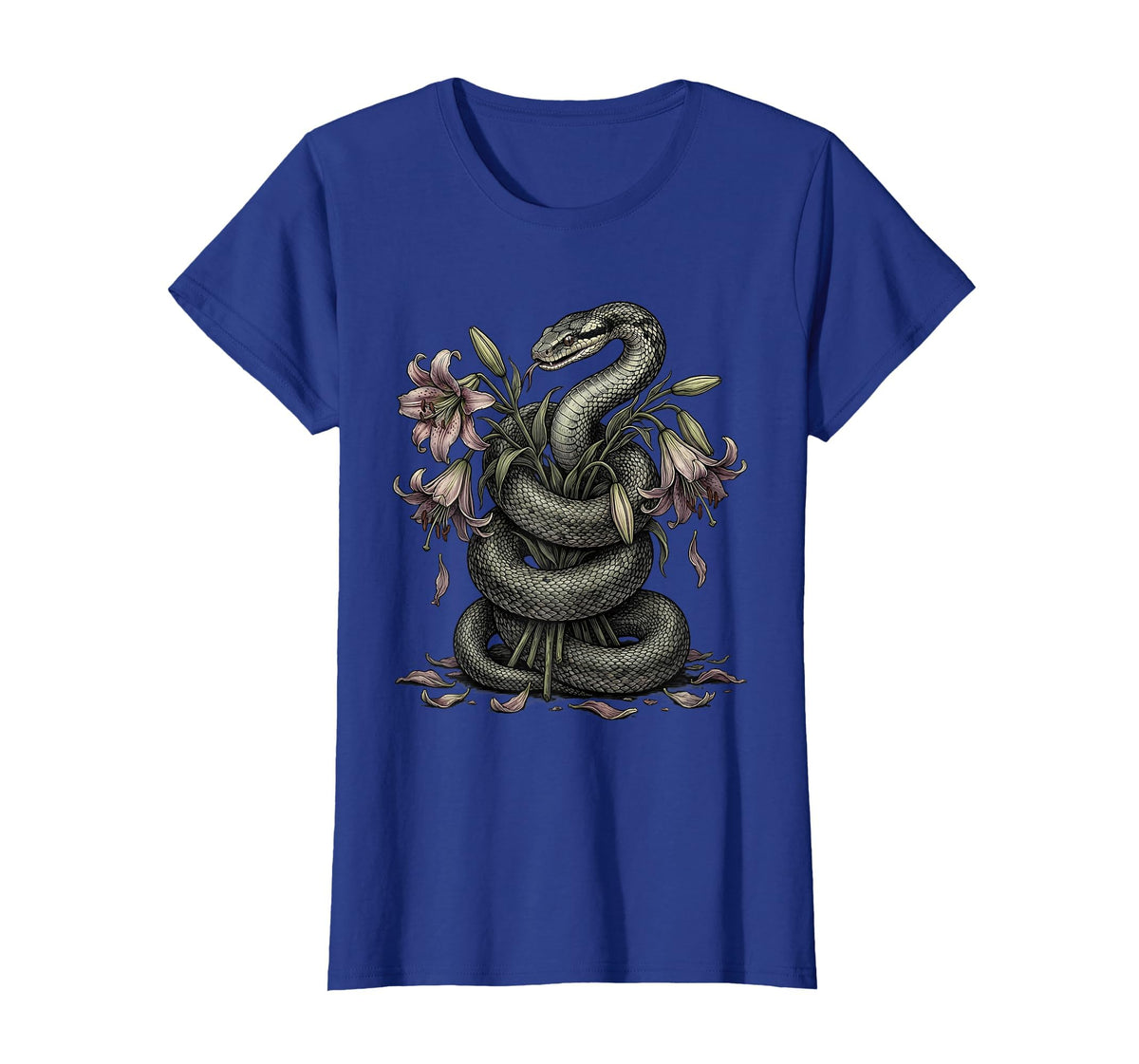Snake and Wilting Lily Bouquet Emo Graphic T-Shirt