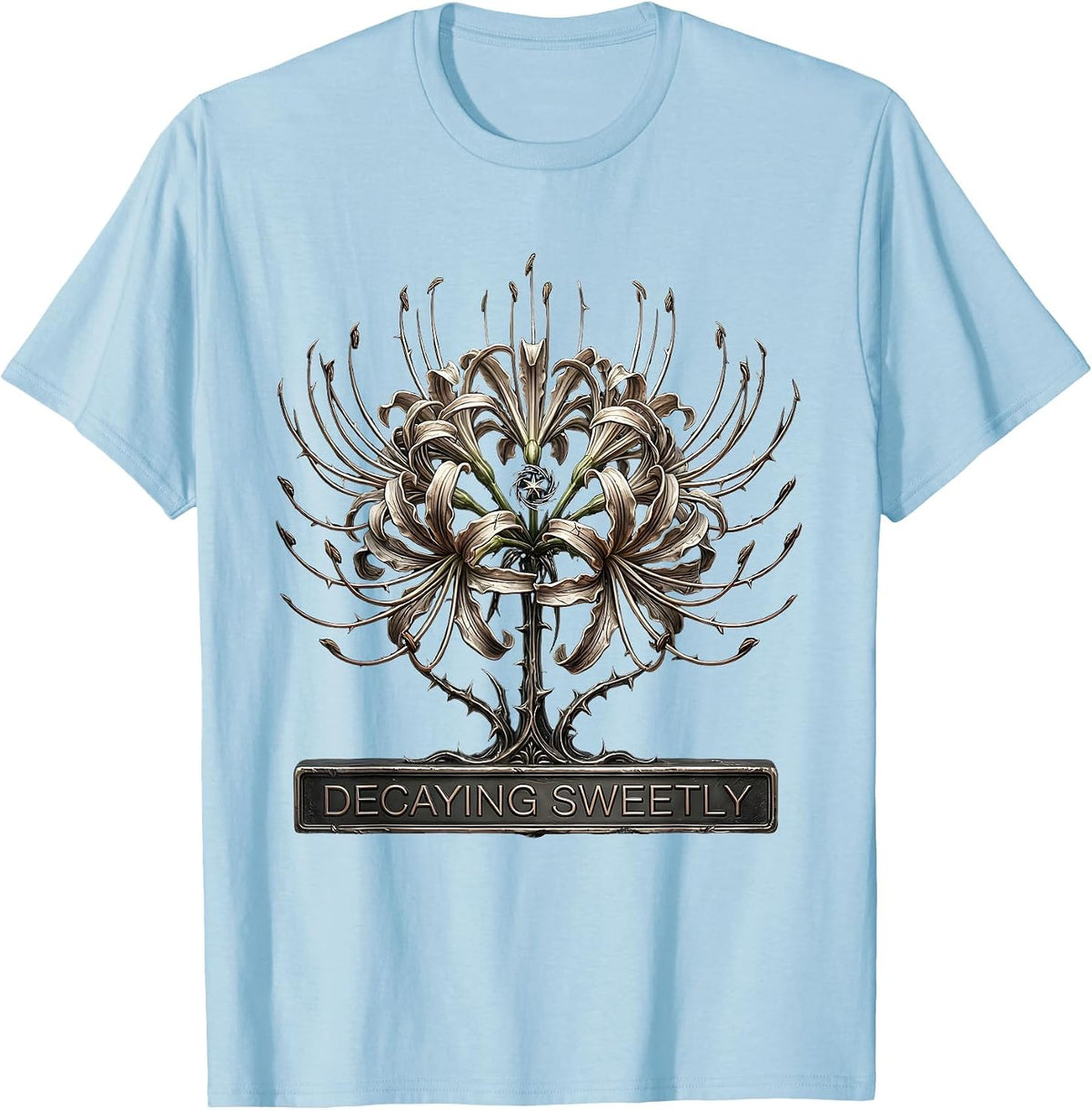 Men's Decaying Sweetly Gothic Y2K Grunge Alt Spider Lily Sigil T-Shirt