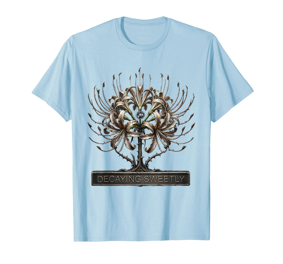Men's Decaying Sweetly Gothic Y2K Grunge Alt Spider Lily Sigil T-Shirt