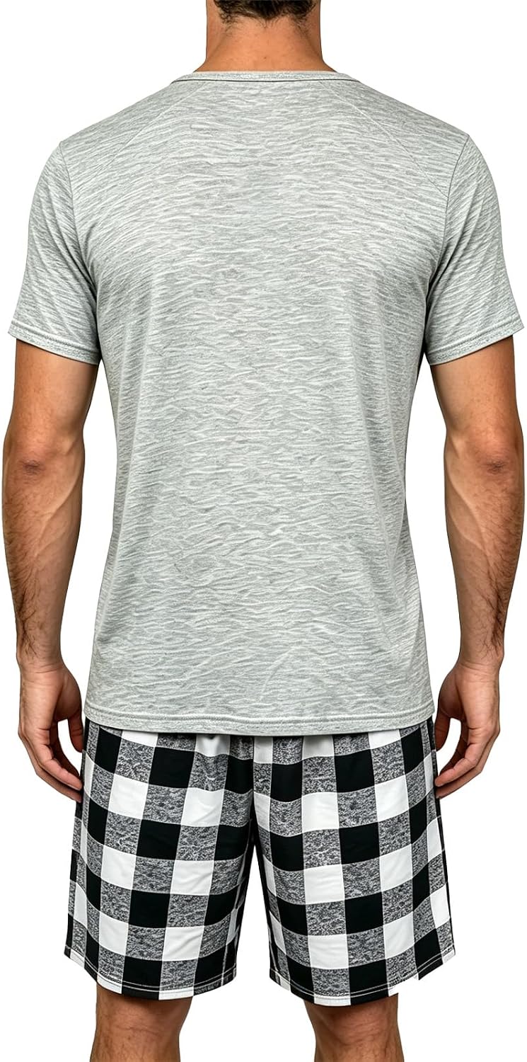 Men's Summer Pajama Set - Short Sleeve & Shorts Lounge Wear