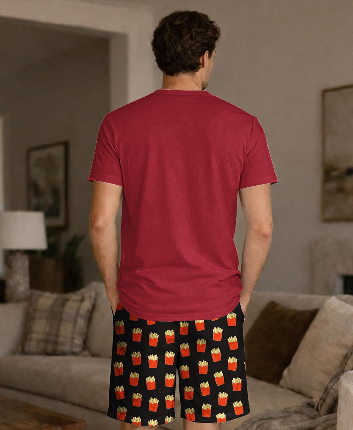 Yoimira Mens Soft Pajama Set Short/Long Sleeve 2 Piece PJs with Pockets