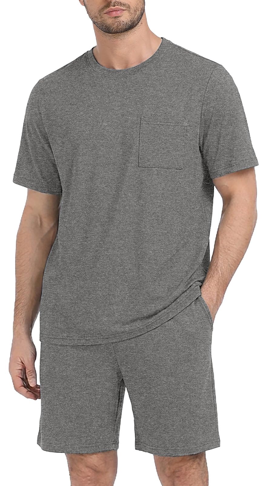 PrinStory Couples Pajamas Set Shirts and Shorts Summer Comfy Lounge Family