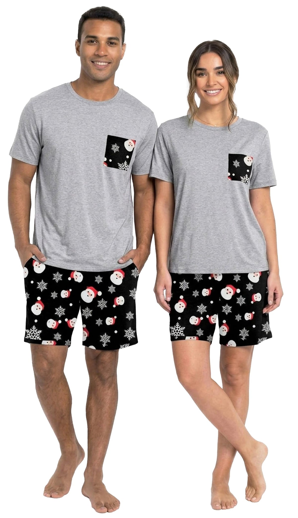 PrinStory Couples Pajamas Set Shirts and Shorts Summer Comfy Lounge Family