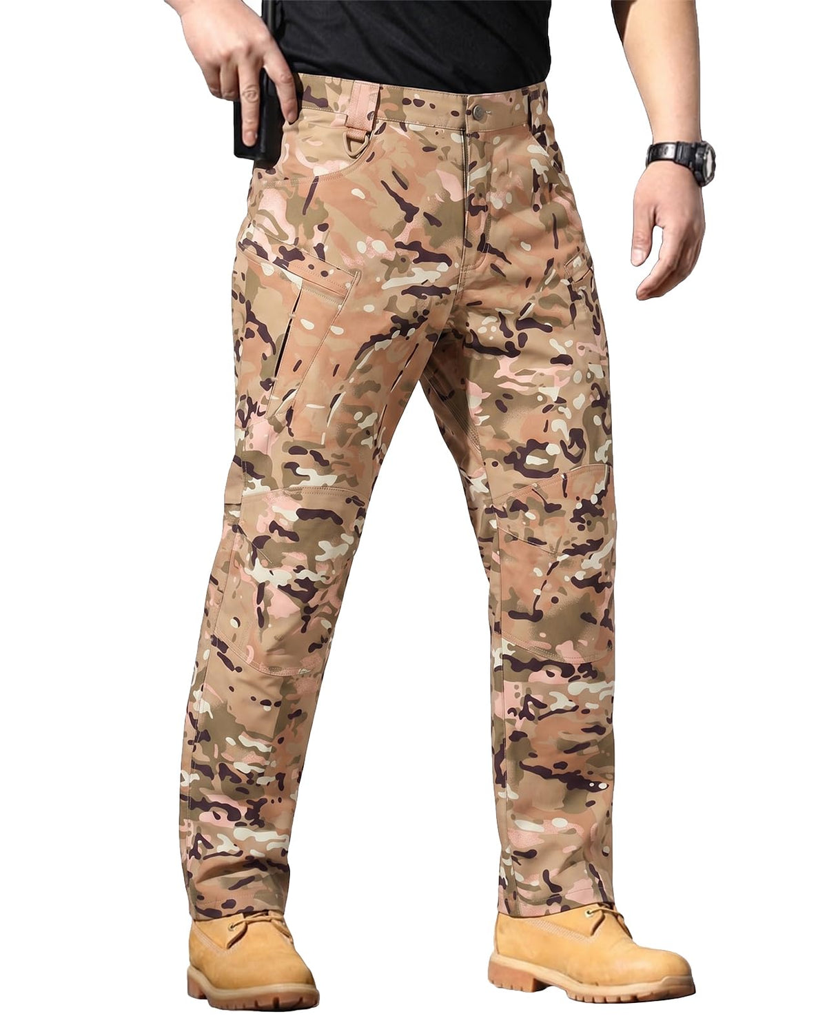 Men's Stretch Tactical Pants,Water Resistant Ripstop Cargo Pants,Lightweight Outdoor Work Hiking Pants with Pockets