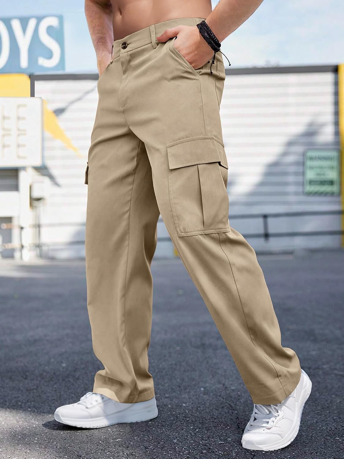 Comdecevis Men's Casual Cargo Pants Relaxed Fit Work Pants
