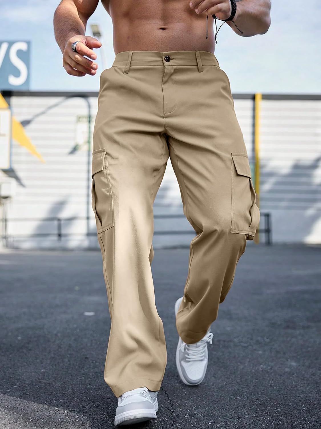 Comdecevis Men's Casual Cargo Pants Relaxed Fit Work Pants