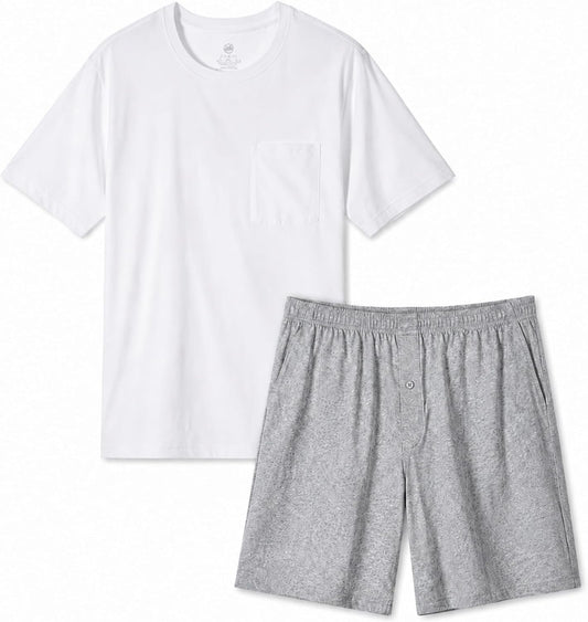 DAVID ARCHY Men's Short Sleeve Pajama Set, 2-Piece Top and Shorts