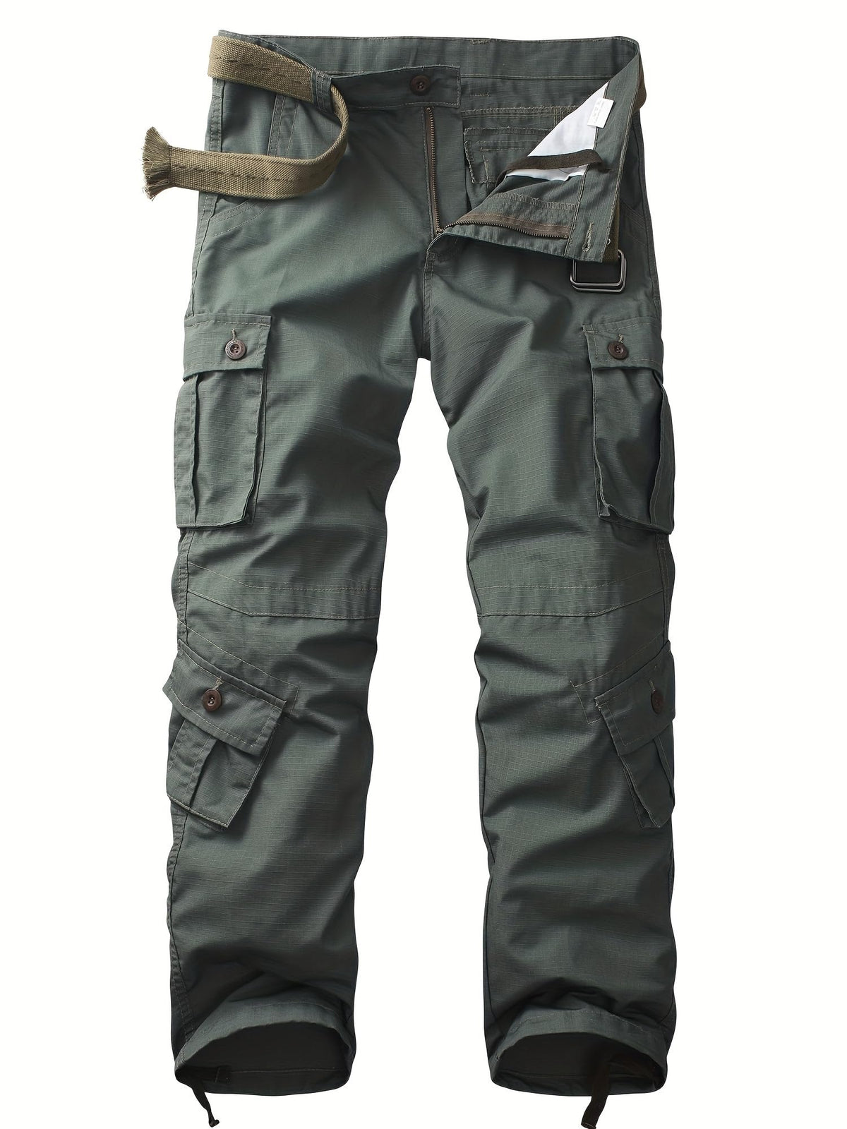 Men's Camo Cargo Work Pants Ripstop Lightweight Wild Army Military BDU Outdoor Trousers with 8 Pocktets (No Belt)