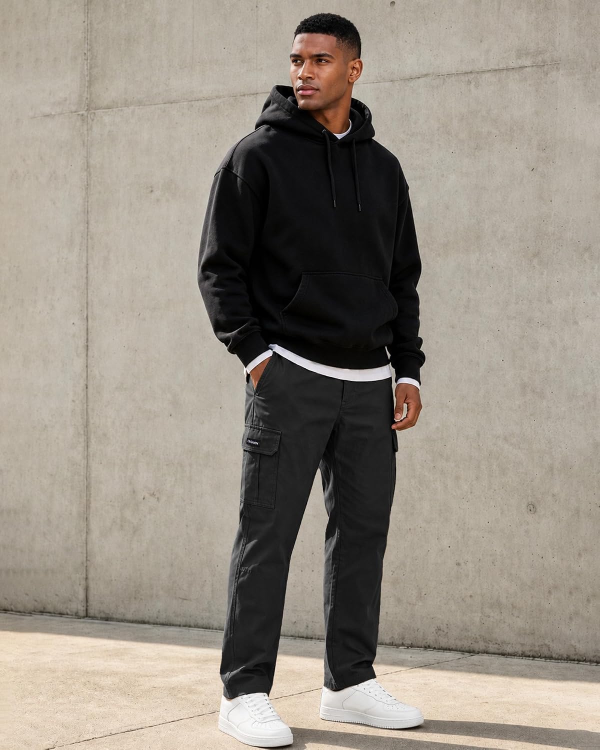 Ntrlv Men's Casual Cargo Pants Elastic Waist Multi Pockets