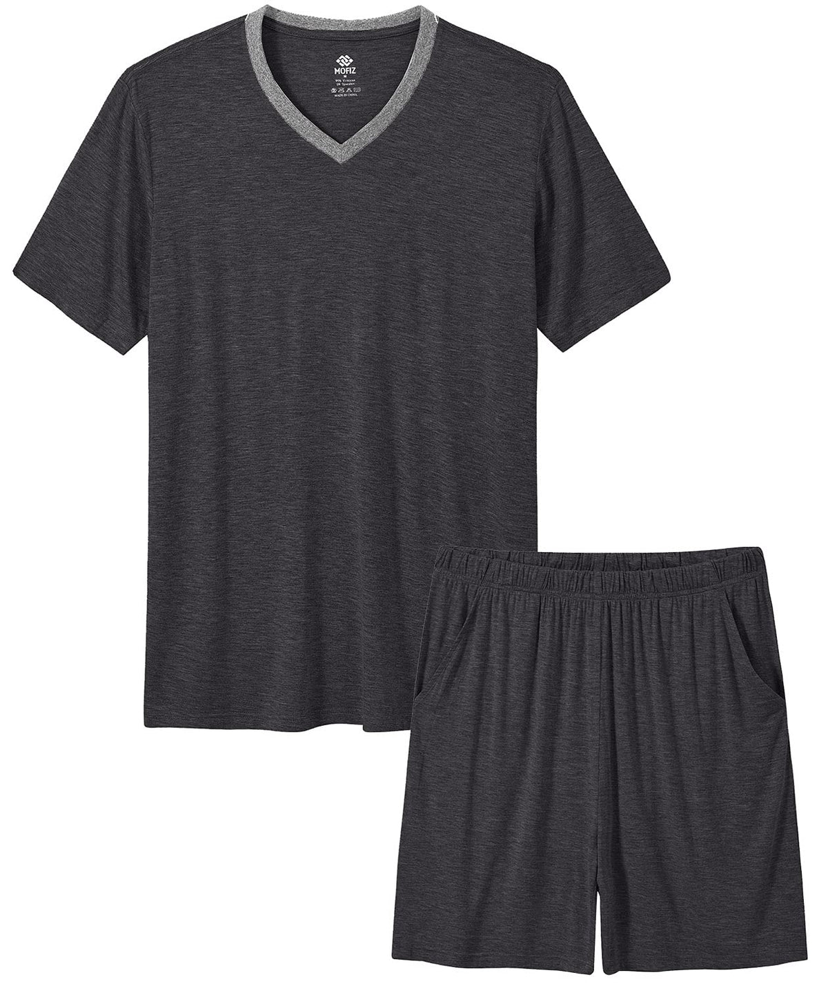 MoFiz Mens Pajamas Set Short Sleeve PJ's Sleep Lounge Sleepwear Cool Pyjama Summer Sets Comfortable Lightweight