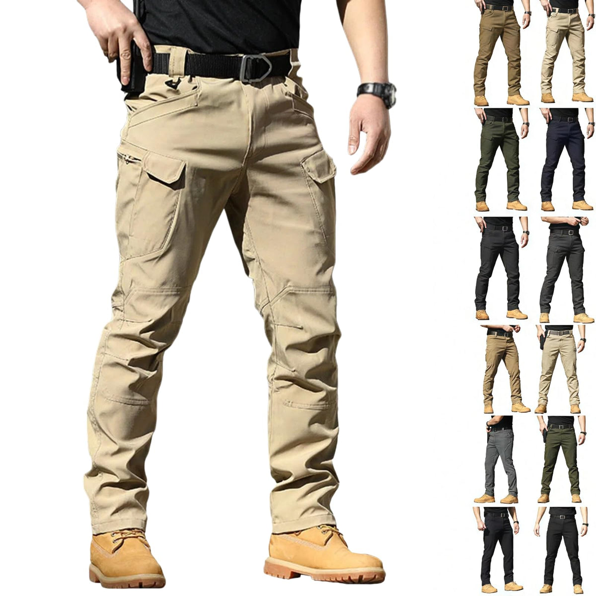 Cargo Work Pants for Men 2026 Tactical Stretch Casual Waterproof Travel Hiking Pant with Multi Pockets (No Belt)