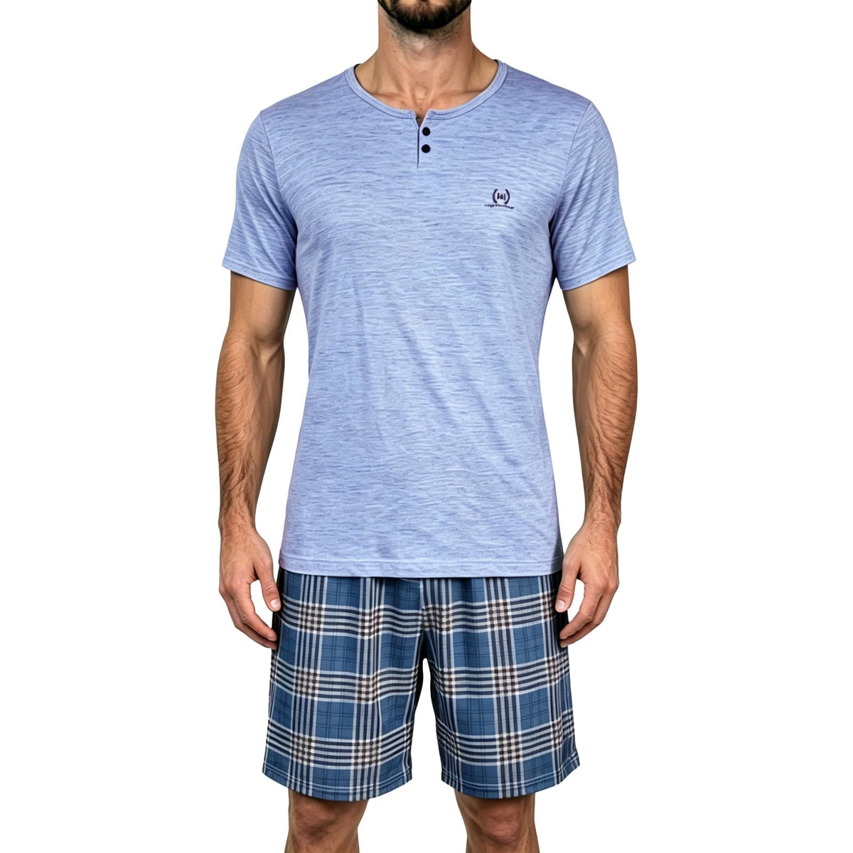Men's Summer Pajama Set - Short Sleeve & Shorts Lounge Wear