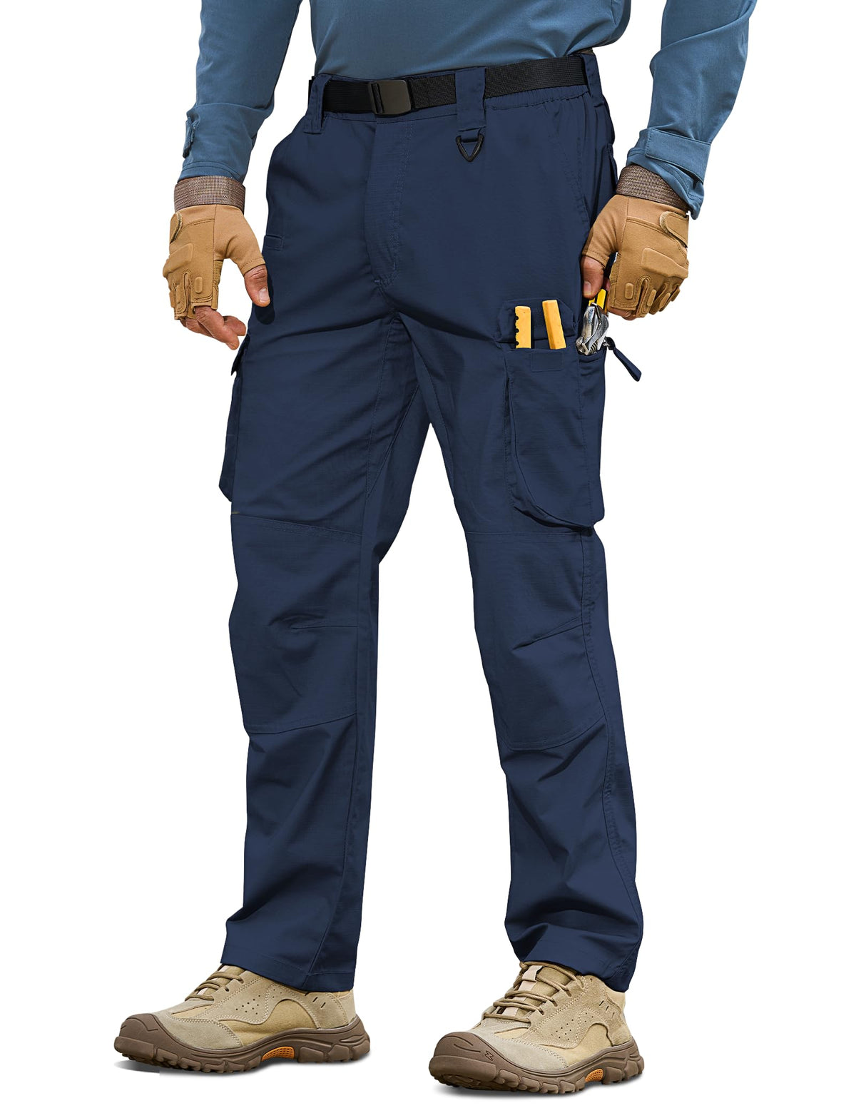 MOURCE Tactical Pants for Men Ripstop - EDC Work Cargo Pants 10 Pockets