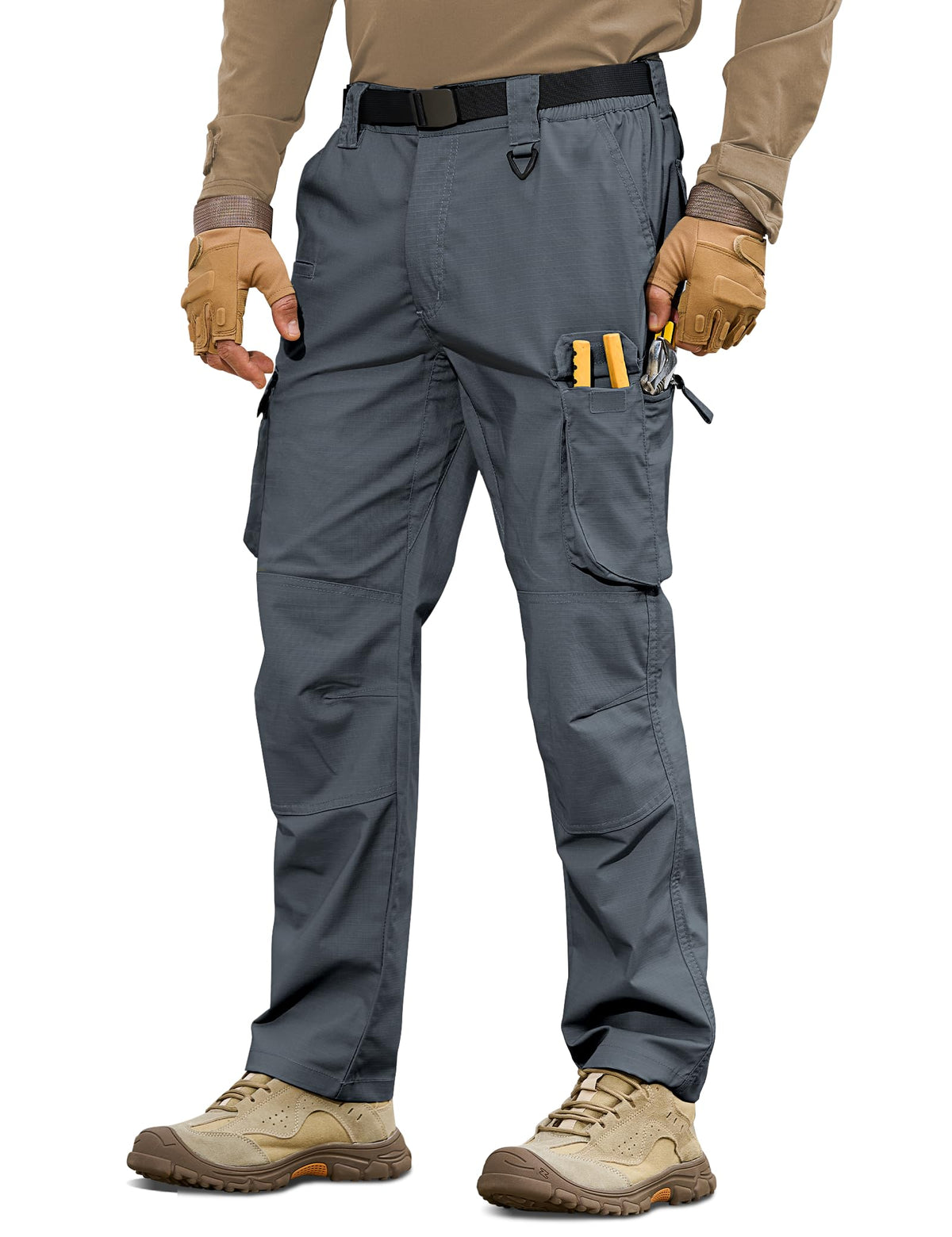 MOURCE Tactical Pants for Men Ripstop - EDC Work Cargo Pants 10 Pockets