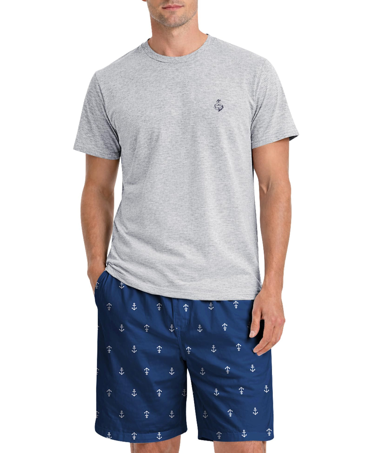Yoimira Mens Soft Pajama Set Short/Long Sleeve 2 Piece PJs with Pockets