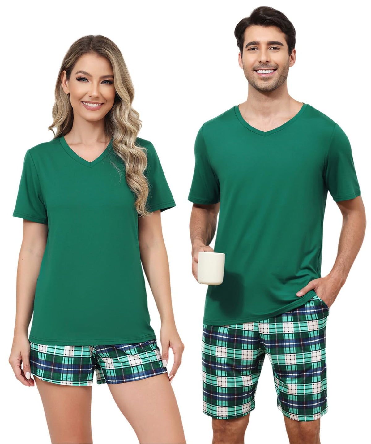 Matching Pajamas for Couple Set Short Sleeve Soft Sleepwear