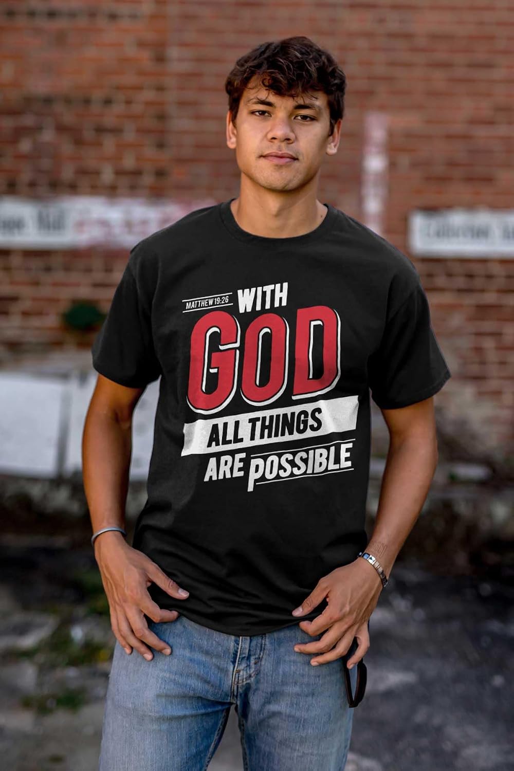 with God All Things are Possible Mens Graphic T Shirt Tees