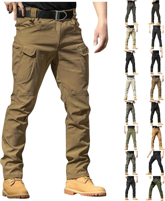 Mens Cargo Pants Water Resistant Relaxed Fit Hiking Work Pants Multi Pockets Ripstop Flex Baggy Camo Tactical Pant